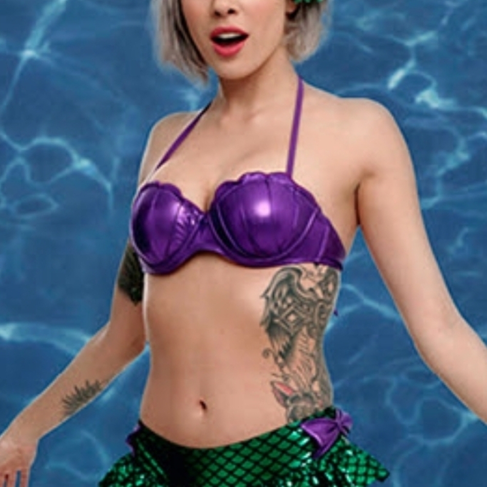 Hot Topic Shiny Purple Bikini Top
